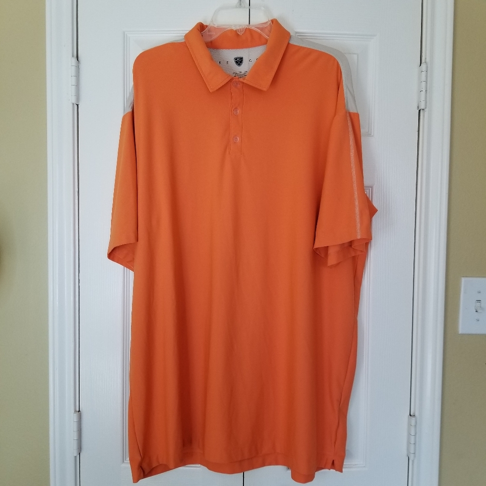 Nike‎ Golf Fit Dry Orange Polo Short Sleeve Shirt Size: XXL
